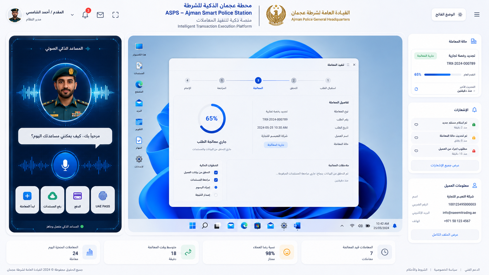 ASPS Smart Dashboard interface